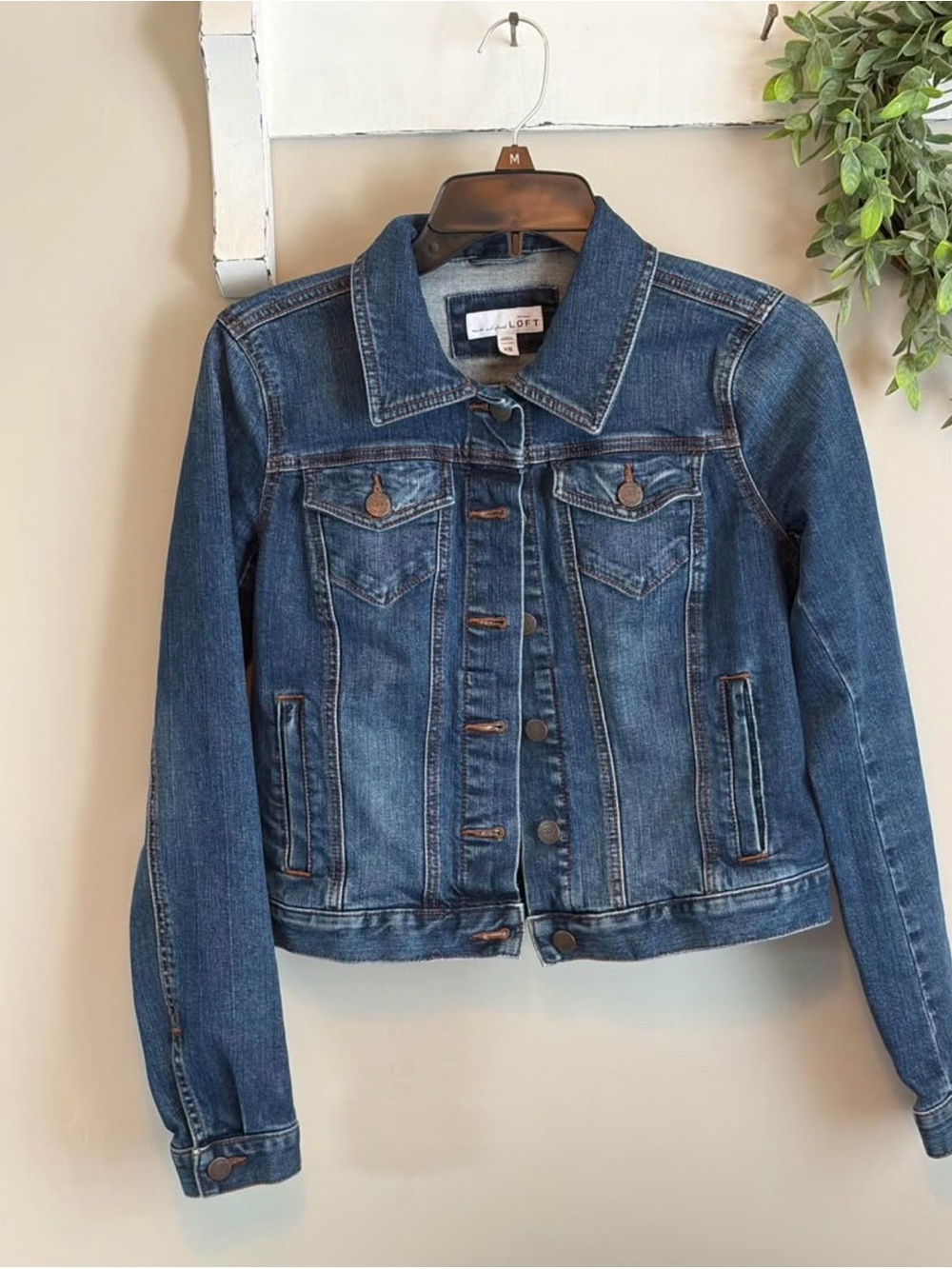 LOFT Dark Blue Classic Denim Trucker Jacket